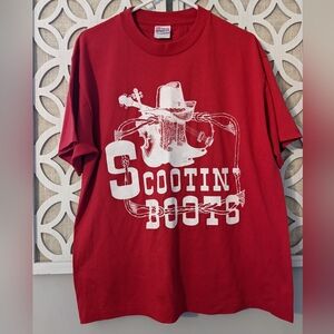 Vtg Country Line Dancing Shirt Scootin' Boots Single Stitch‎ L USA